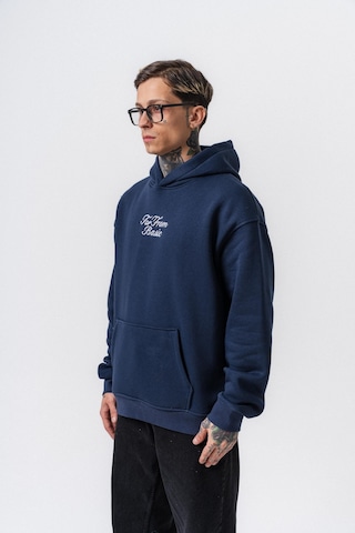 Respire Erkek Far From Basic Nakışlı Kapüşonlu Oversize Hoodie Lacivert