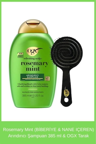 Ogx Rosemary Mint Biberiye & Nane içeren Arındırıcı Şampuan 385 ML + Tarak