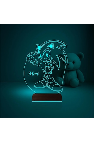 Luvivia Çocuk Odası Çizgi Film Sonic Kişiye Özel 3d Lamba - Masa Gece Lambası V2 Şeffaf