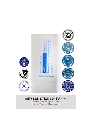 Derma Factory Yağlı ve Karma Ciltler İçin Mat Stick Güneş Koruyucu Derma Factory Airy Sun Stick SPF 50+ PA++++