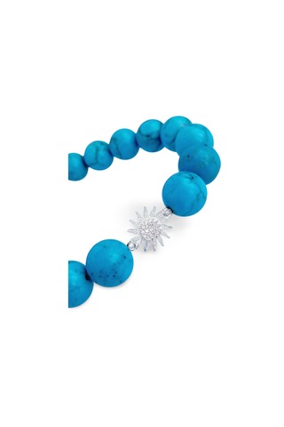 Gümüş Firuze Turkuaz Doğal Taşlı Güneş Tasarım Kadın Gümüş Bileklik Gümüş