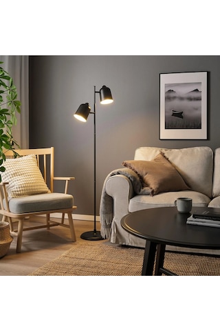Ikea Antrasit Şık Lambader - Yer Ve Okuma Lambası