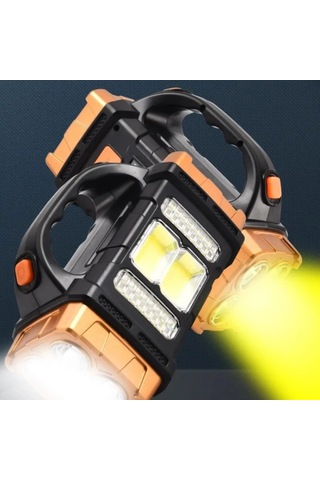 Buffer Solar Ve Usb Şarjlı Led + Cob El Feneri 1500 Mah Şarjlı Taşınabilir Çalışma Işığı Su Geçir Çok Renkli