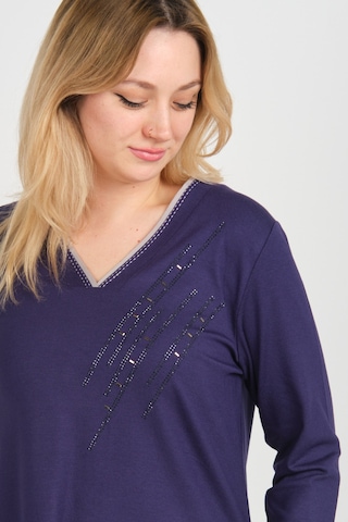Detay Triko Kadın V Yaka Taş İşlemeli Uzun Kol Anne Bluz 5751 Mor Mor