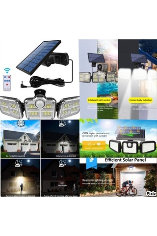 Solar Panelli Uzaktan Kumandalı 122 Led Bahçe Aydınlatma Güneş Enerjili Teras Lambası Pratik Lamba