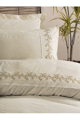 Cotton Box Cotton Keten Çift Kişilik Nevresim Takımı Darian Bej
