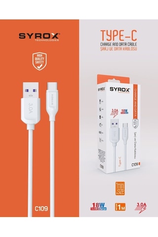 Hızlı 3.0 A Type-c Usb Girişli Şarj Kablosu C109 Hızlı 3.0 A Type-c Usb Girişli Şarj Kablosu C109