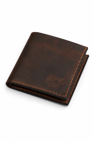 Craft & Luna Hakiki Deri Erkek Cüzdan El Yapımı Bifold Bozuk Para Bölmeli Kişiselleştirilebilir Bones Kahverengi
