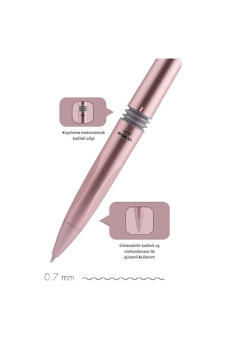 Serve Bold Mekanik Uçlu Kalem 07 Mm Metalik Roze Çok Renkli