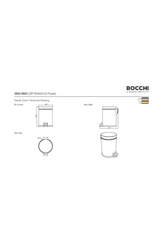 Bocchi Çöp Kovası Pedallı 5 Litre Altın 3054-0002-eg Renkli