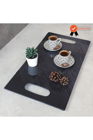 Decorita Cam Tepsi Black Rock 29Cm X 52Cm
