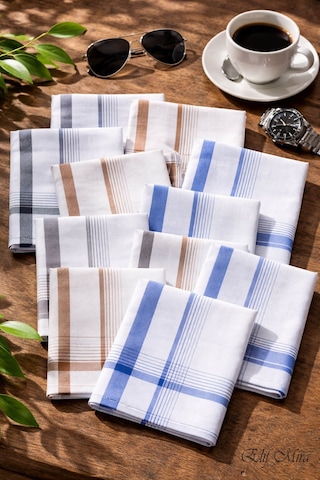 Hepsine Rakip 12 Li Erkek Cep Yaka Mendil Seti 40x40 Cm Pamuklu Mirfatih Mavi
