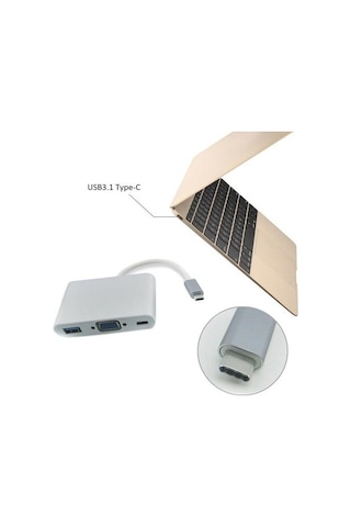 Usb 3.1 Type C To Vga Usb 3.0 4961P Çevirici Dönüştürücü Adaptor