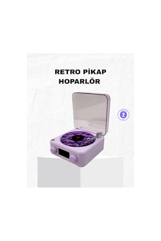 Retro Pikap Hoparlör Bluetooth Aux Usb Typec Projektörlü 360 Sesli Taşınabilir