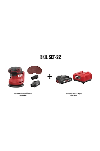Skil Set-22 Skil Compact 3751CA Akülü Orbital Zımparalama + Skil 3136AA 2.0AH Li + 2.4A Şarj Cihazı Promo