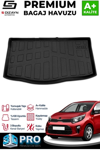 S-dizayn Kia Picanto 3d Pro Bagaj Havuzu 2017 Üzeri A+ Kalite
