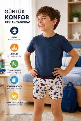 Hepsine Rakip 6 Lı Erkek Çocuk Desenli Boxer Empirme Baskılı Pamuklu Çok Renkli