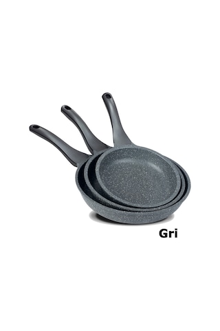 Thermoad 3'Lü Granit Döküm Tava Seti 20 Cm 24 Cm 28 Cm Vizon