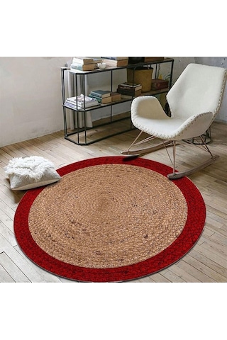 Jüt Yuvarlak Hasır Halı Yolluk Salon Oda Mutfak Halısı Ks-1008