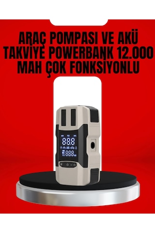 Kargo Dijital Ekranlı Araç Pompası Akü Takviye Powerbank 12.000 Mah Najmaddin