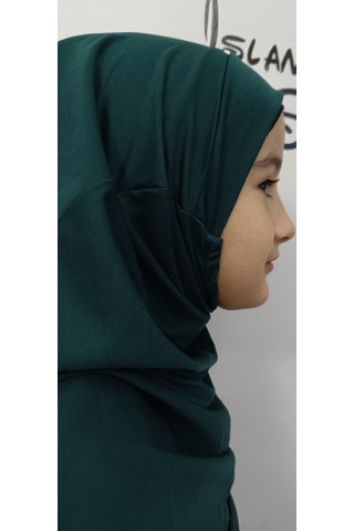 Kız Çocuk Tek Parça Namaz Elbisesi Zümrüt Yeşili