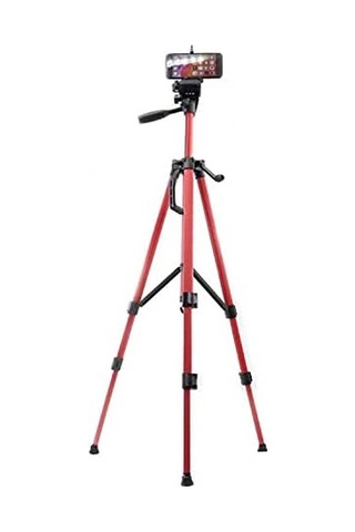 3366 Alüminyum Cep Telefonu İçin Su Terazili Tripod 140 Cm Pro Kırmızı