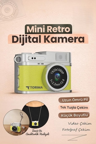 Torima CMR35 Mini Dijital Kamera Selfie Video Vlog Kamerası Mini Anahtarlık 1080p
