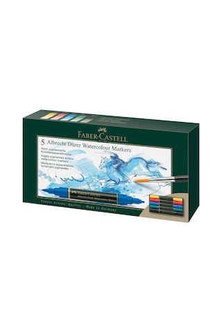 Faber-Castell Albrecht Dürer Suluboya Markör Seti 5’li, Çift Uçlu, Yüksek Pigmentli Mürekkep,Keçe Uç