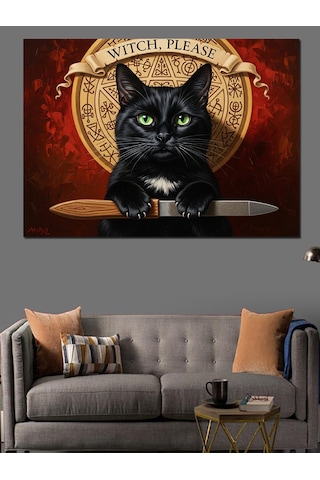 Ahşap Tablo Kara Kedi Ve Büyü