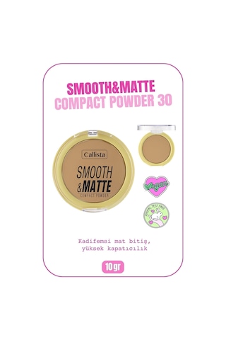 Callista Smooth & Matte Compact Powder Mat Bitişli Toz Pudra - 30 Dark Honey