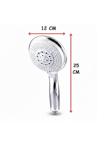 Grande 5 Fonksiyonlu Banyo El Duş Başlığı Su Tasarruflu Masaj Etkili El Duşu Banyo Duş Başlığı Krom Paslanmaz Tepe Duşu Krom
