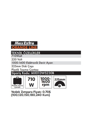 Max Extra DWS230 Alçıpan Duvar Zımparalama Makinesi 710 W