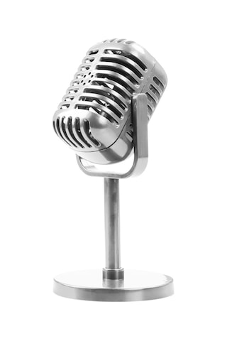 Vkemall Silver Simülasyon Mikrofon, Vintage Stilli Sahne Ve Fotoğraf Çekimi Requisiti, Oyuncaq Prop, Gerçekçi Tasarım