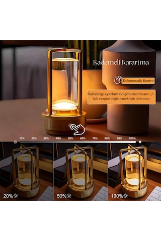 Şarjlı Dokunmatik Led Masa Lambası Ayarlanabilir Dekoratif 3 Mod