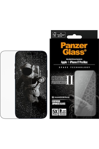 Panzerglass Apple Uyumlu iPhone 17 Pro Max Ultra-wide Fit Çerçeve Aparatlı Seramik Ekran Koruyucu