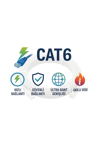 Gabble Cat6 Yüksek Hızlı Ethernet Kablosu Gigabit İnternet Ağ Kablosu Tak Kullan 5 Metre