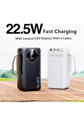 Polygold Pg-pw650 50000 Mah Power Bank 22.5w Süper Hızlı Şarj, 4 Dahili Kablolu Ve Dijital Led Ekran