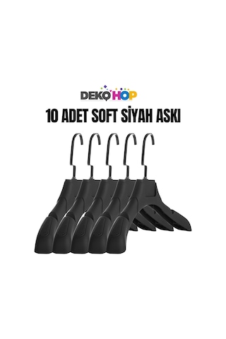 Bayan Ceket Gömlek Askısı Siyah Soft Renk 10 Adet 38 Cm Genişlik Siyah