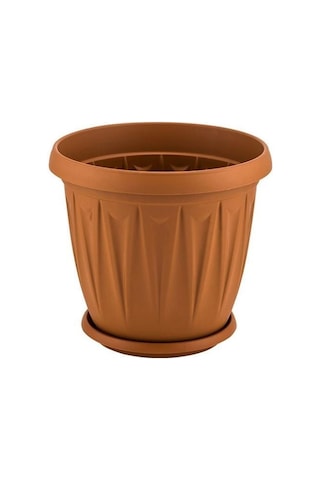 Omnipazar Sy-5704 Plastik Ürgüp Tabaklı Saksı Takımı 5 Lt Kahverengi 6 Adet