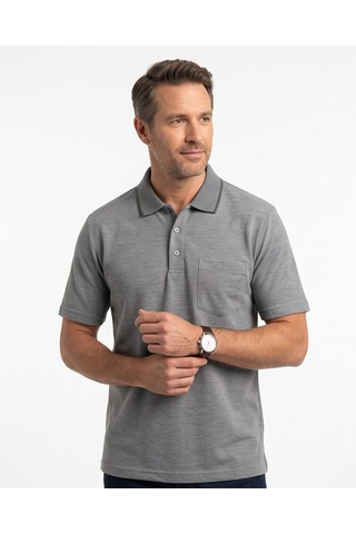 Özeniş Erkek Polo Yaka Regular Fit Baba Cepli %100 Pamuk Şık Tasarım Kagi T-shirt Gri