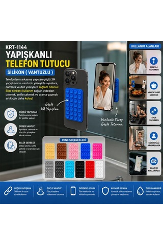 50 Adet Yapışkanlı Telefon Tutucu Renkli Silikon Vantuzlu 5047