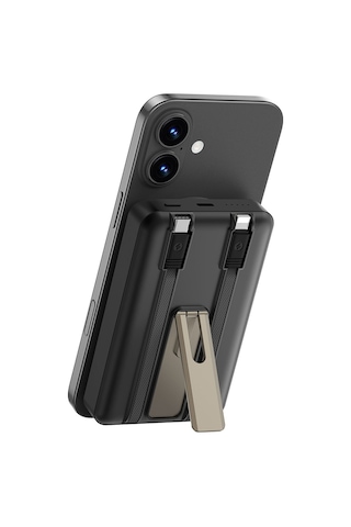 Wiwu Wi-p056 Taşınabilir Wireless Şarj Ve Pd Hızlı Şarj Özellikli Powerbank 15w 10000mah Siyah