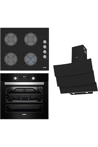 Simfer 7327 - 3500 - 8706 Siyah Cam Ankastre Set