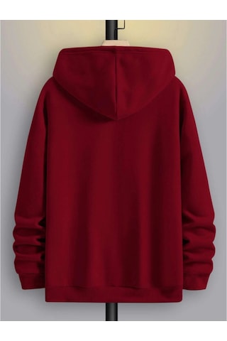 Startmore Kırmızı Unisex Kadın/erkek Dik Renkli Oversize Kapüşonlu