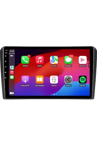 Audi A3 Araç Multimedya Android Ekran Carplay Navigasyon Cihazı Double Teyp 4+64 9" 05-13 Black Navımex
