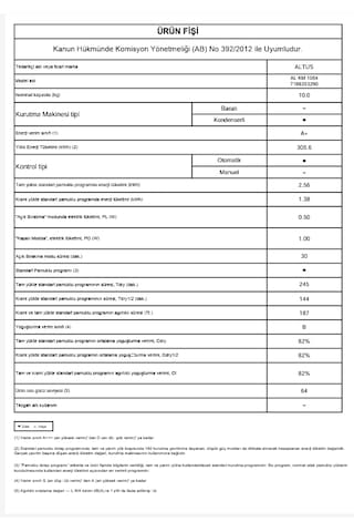 Altus AL KM 1054 10 KG Isı Pompalı Çamaşır Kurutma Makinesi