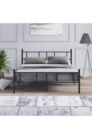 Metal Karyola, Akın Metal Karyola, 150x200 Cm Siyah, Ferforje Karyola