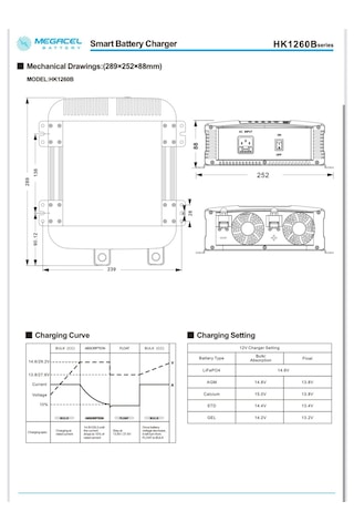 Megacell 12v 60 Ah Akıllı Lifepo4 Şarj Cihazı
