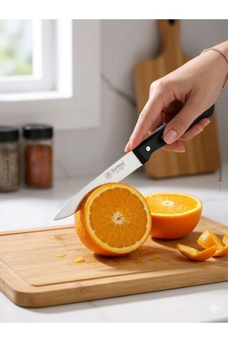 Sürmene Meyve Sebze Mutfak Bıçağı 20 Cm Paslanmaz Çelik Keskin Pimli Siyah Bıçak Sürbisa 61004-p