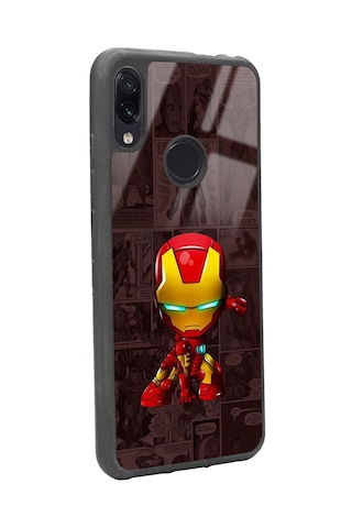 Xiaomi Redmi Note 7 İron Man Tasarımlı Glossy Telefon Kılıfı Siyah